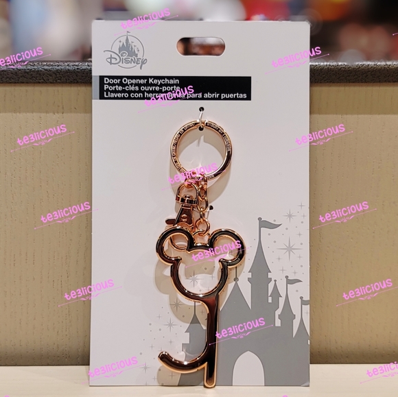 DISNEY PARKS MICKEY ROSE GOLD DOOR OPENER KEYCHAIN - Picture 1 of 3